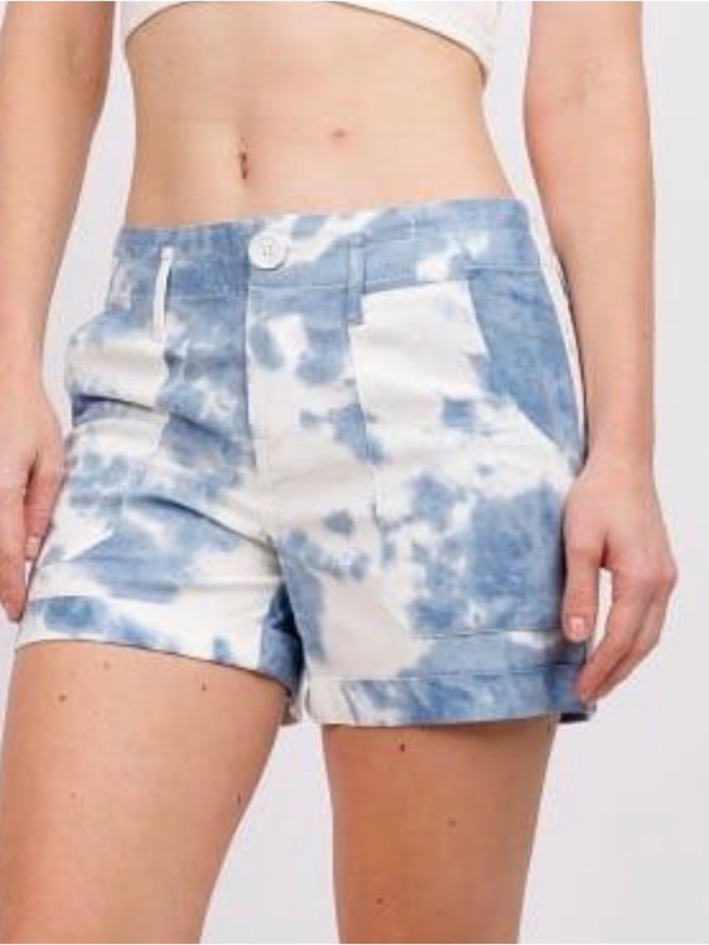 Signature Blue & White Tie-Dye High Waist Women’s Shorts